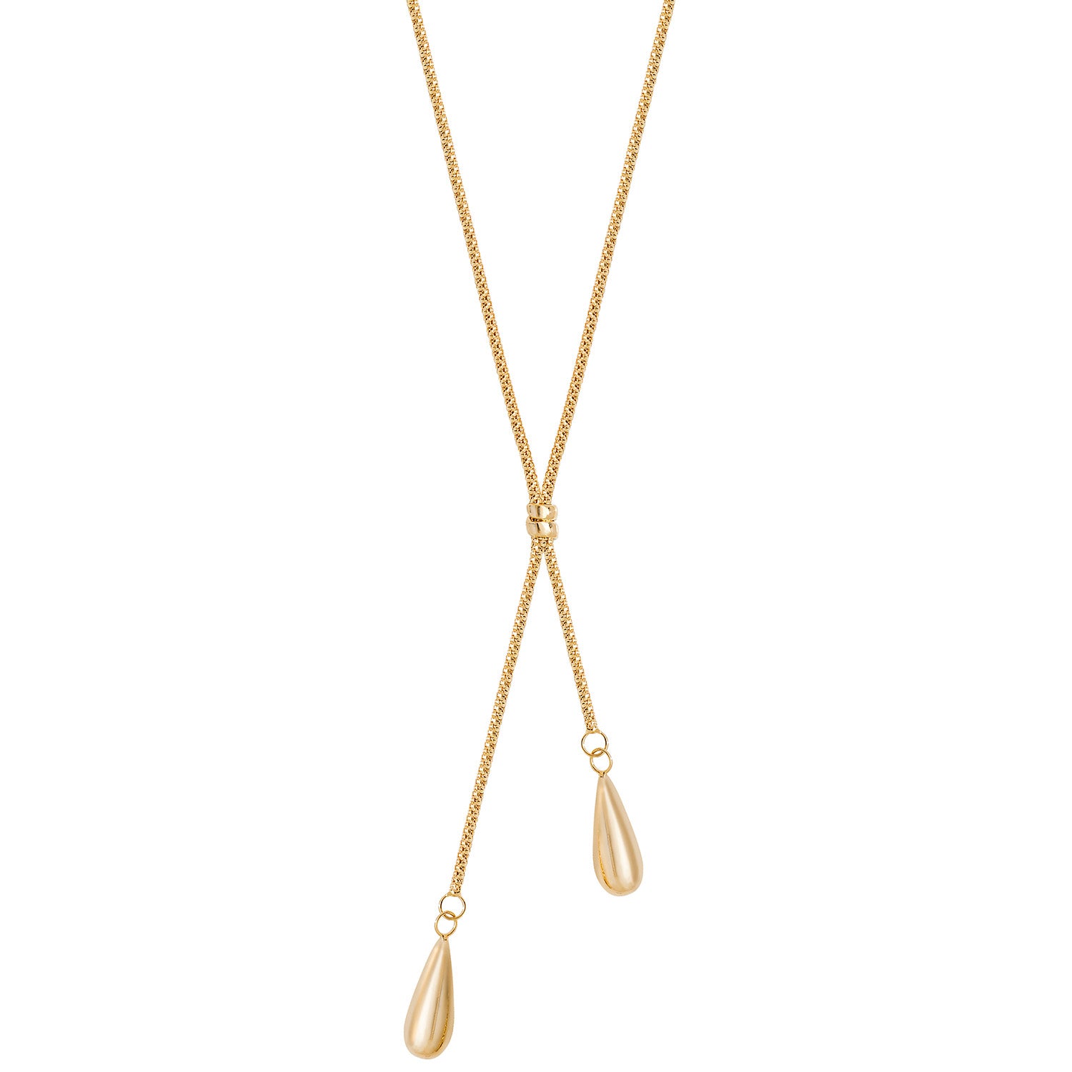 9CT GOLD DOUBLE TEARDROP NECKLET