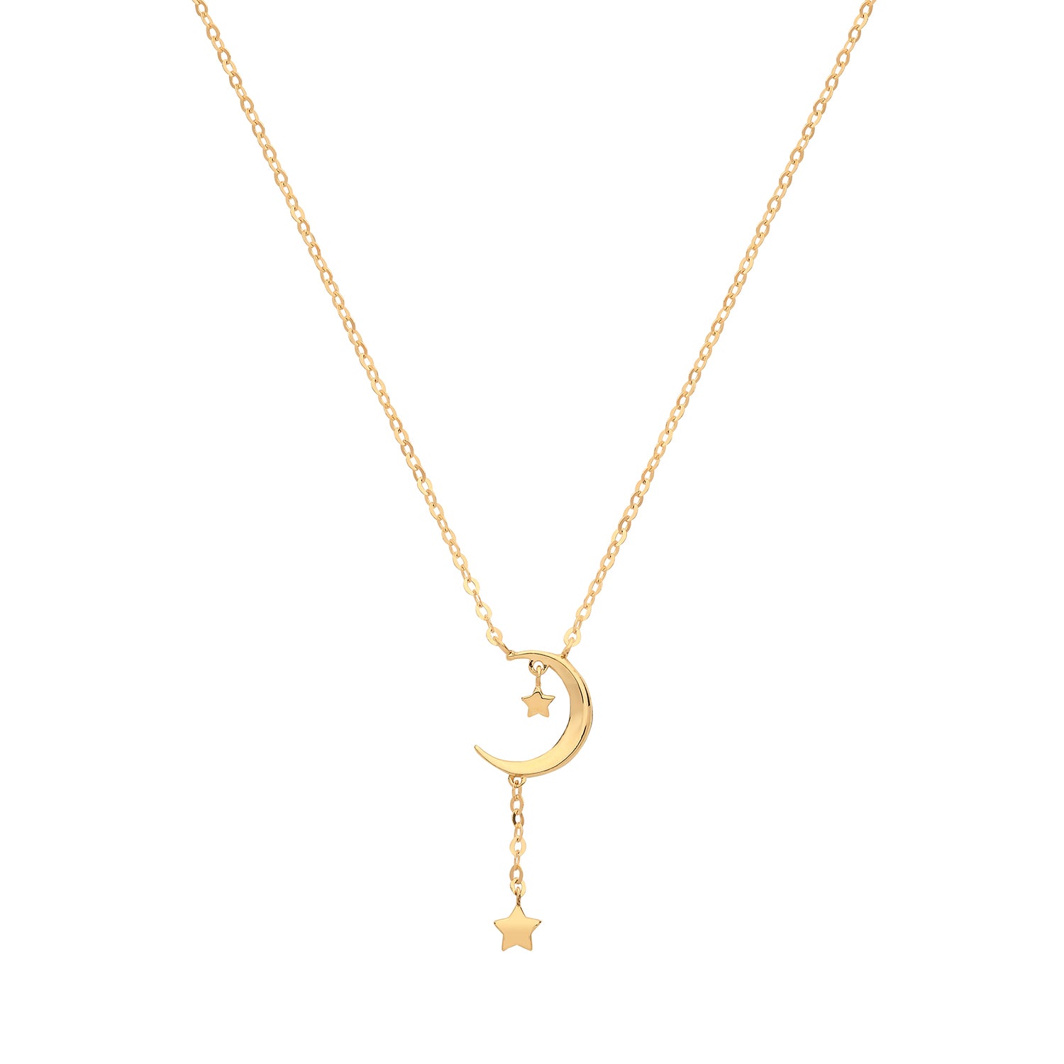 9CT GOLD MOON WITH DROP STAR NECKLET