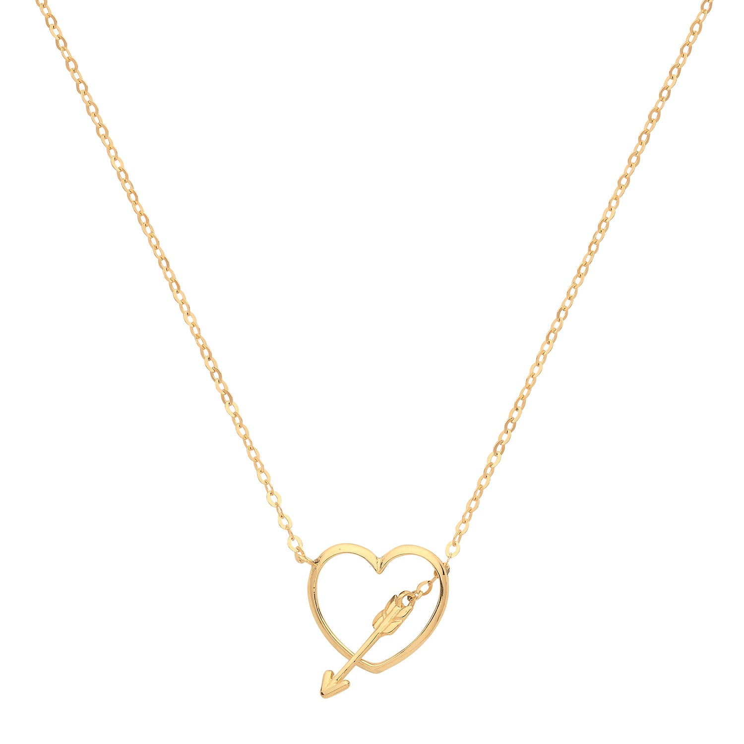 9CT GOLD HEART WITH ARROW CHARM NECKLET