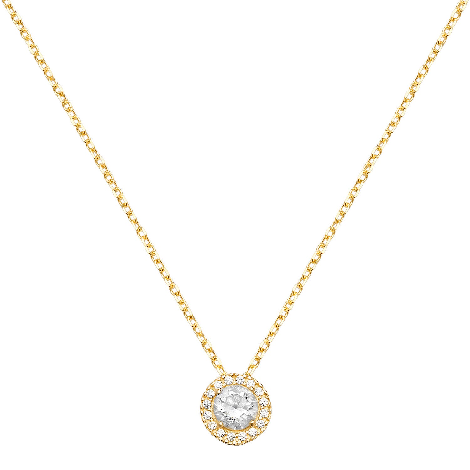 9CT GOLD ROUND CZ CLUSTER NECKLET