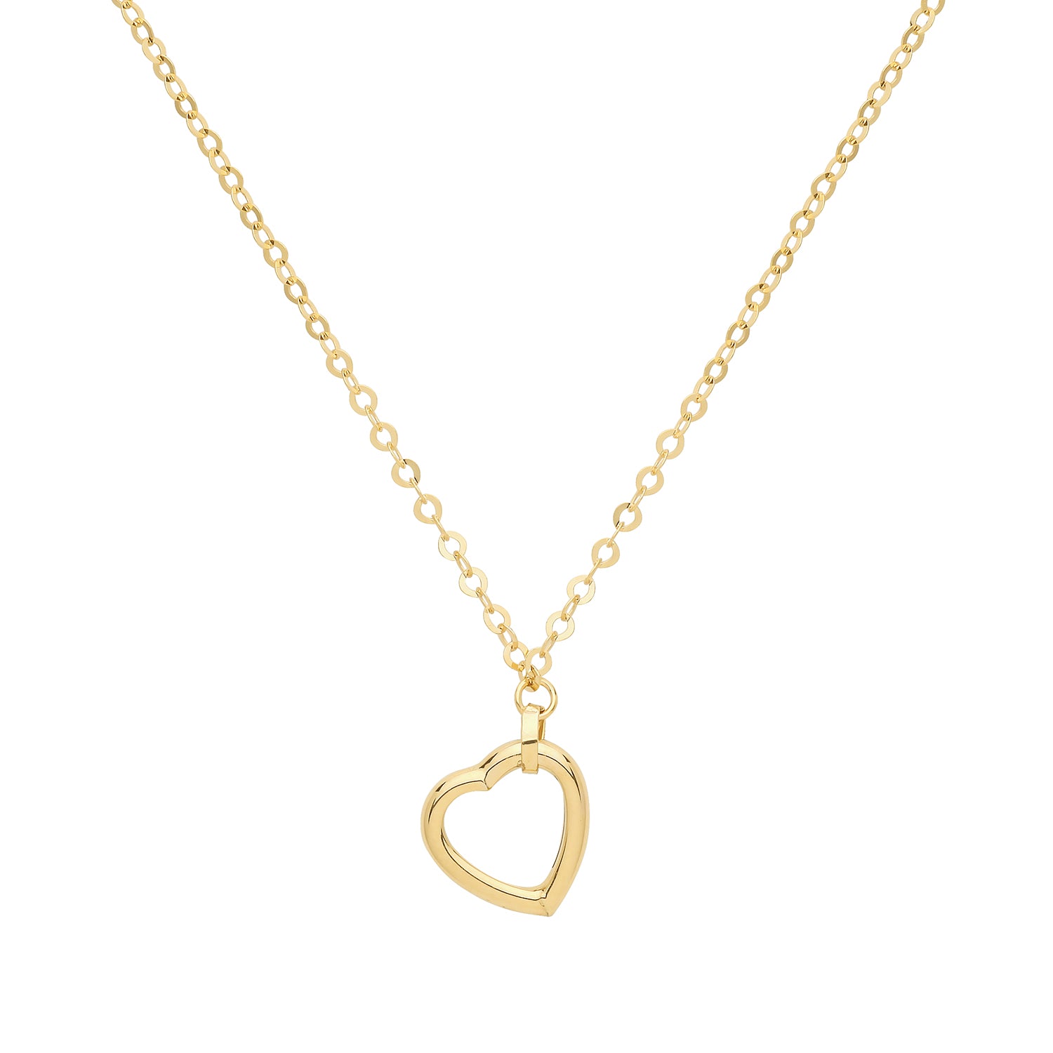 9CT GOLD PLAIN OPEN HEART NECKLET