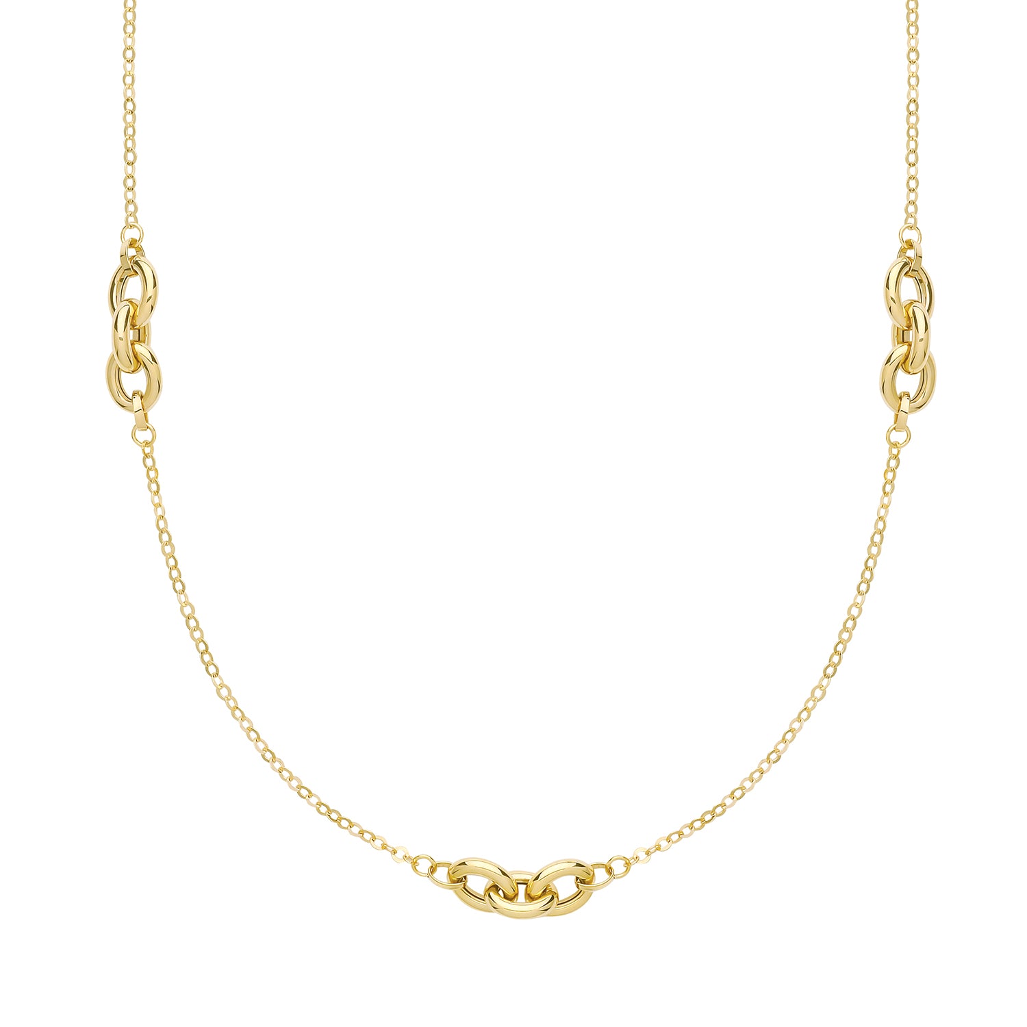 9CT GOLD TRIPLE INTERLOCKING CIRCLE NECKLET