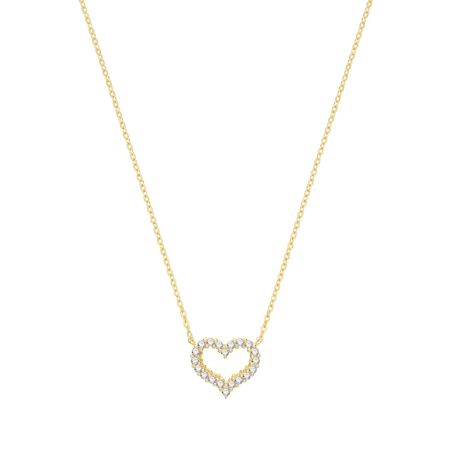 9CT GOLD CZ OPEN HEART NECKLET