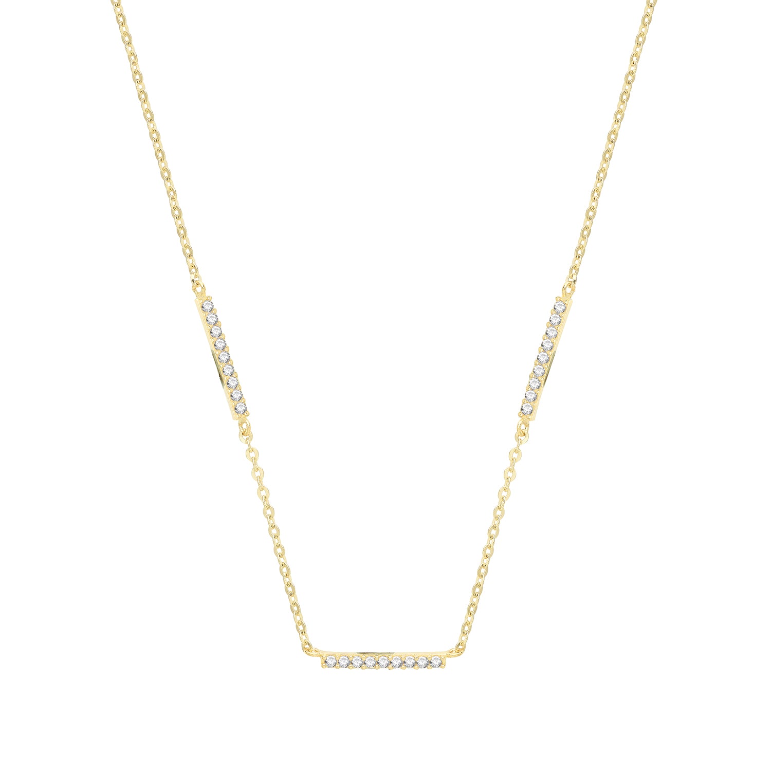 9CT GOLD CZ TRIPLE BAR NECKLET