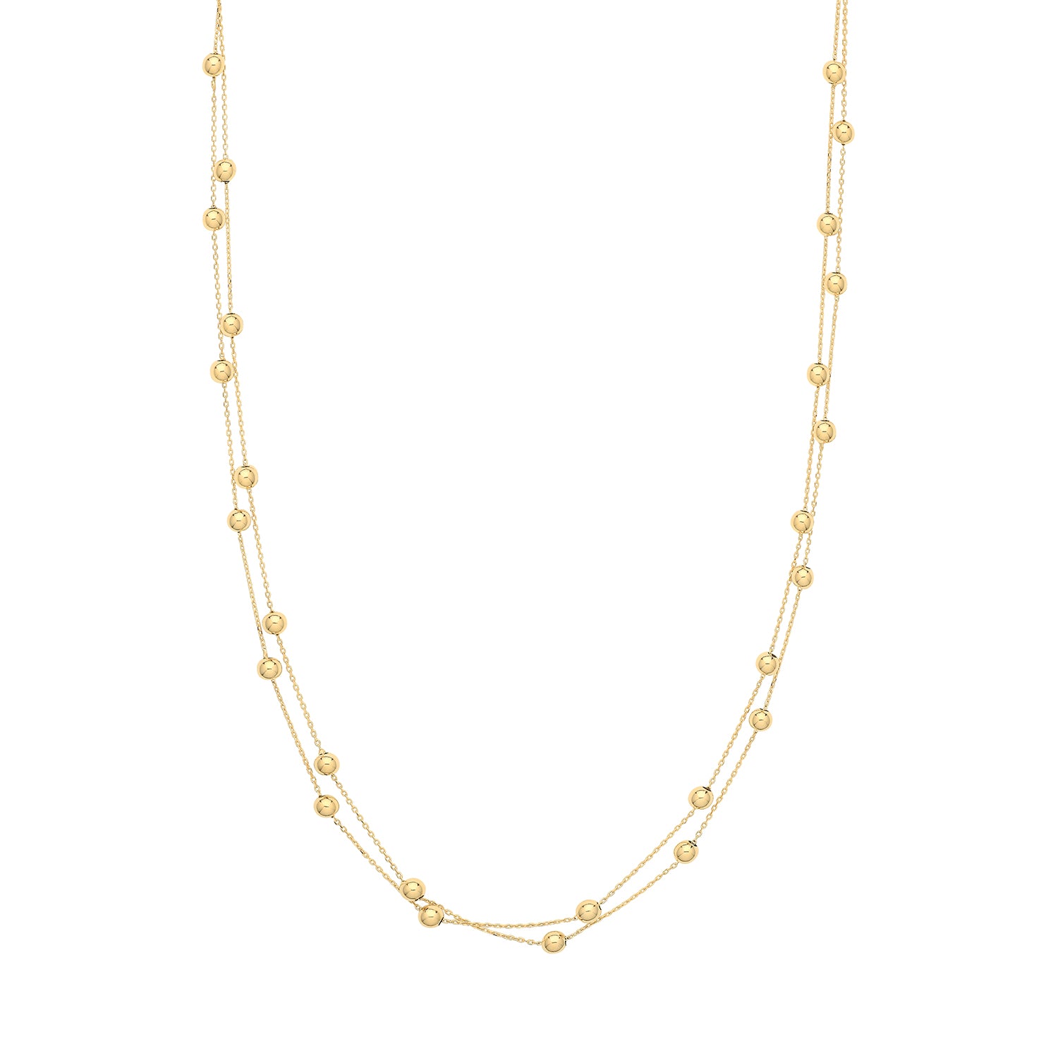 9CT GOLD DOUBLE STRAND BEADED NECKLET