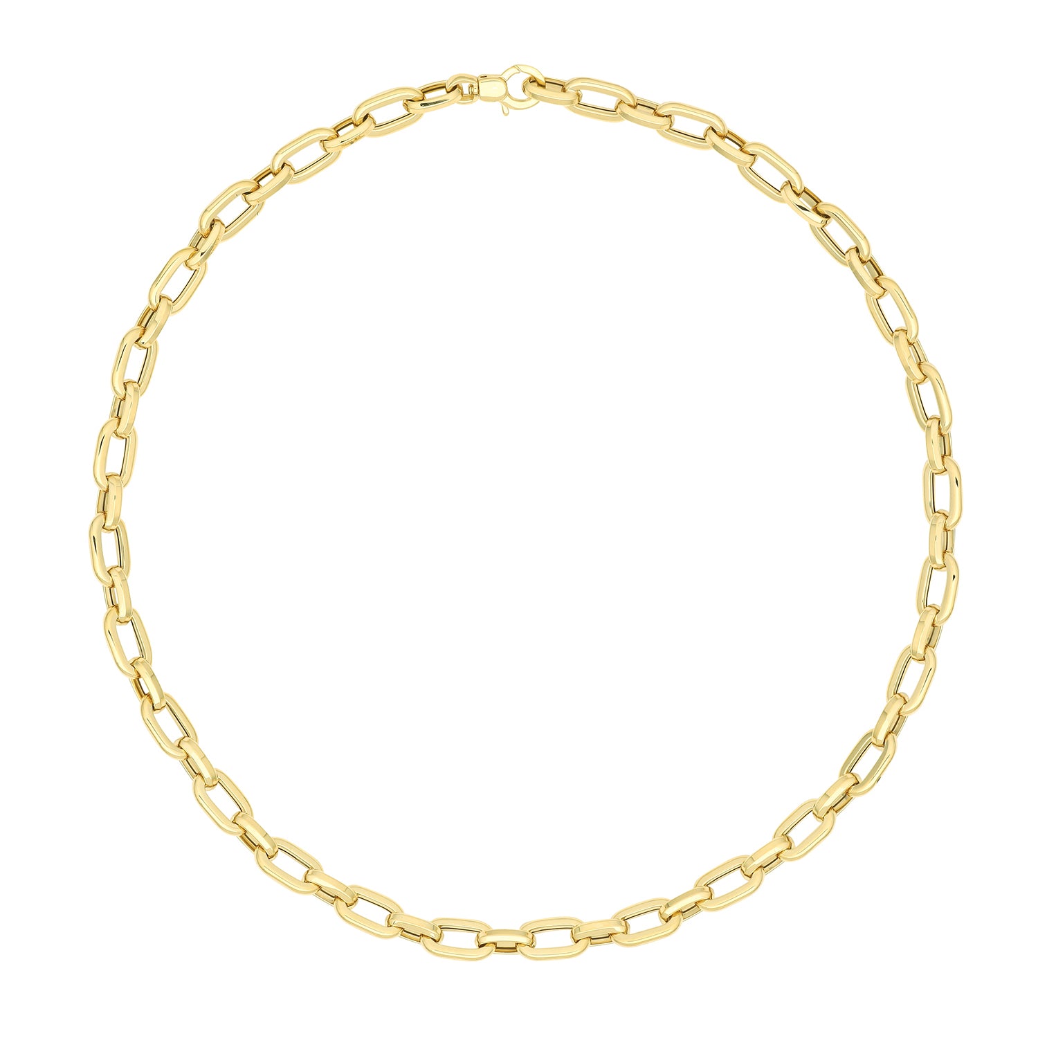 9CT GOLD OCTAGON AND OVAL LINKED FANCY NECKLET