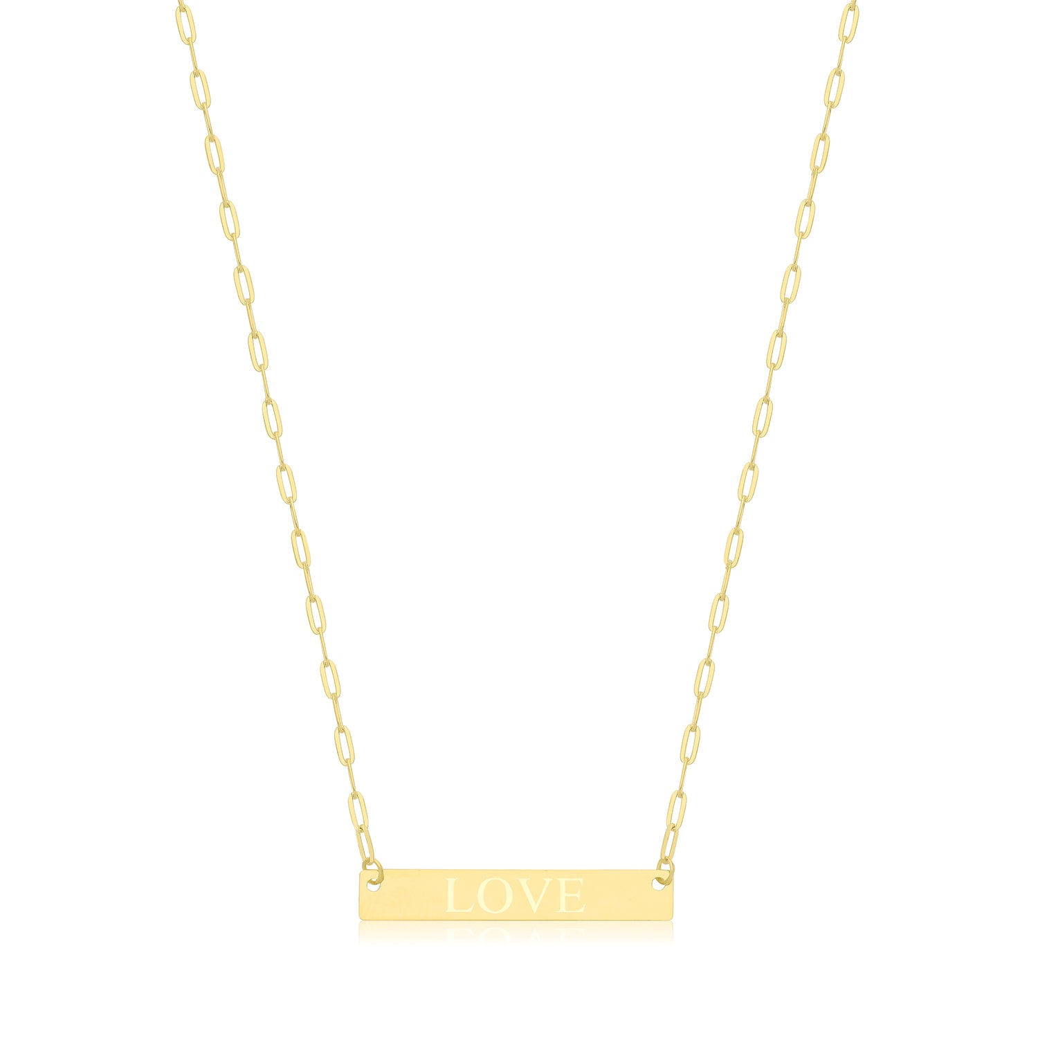 9CT GOLD PAPERCLIP CHAIN LOVE NECKLET