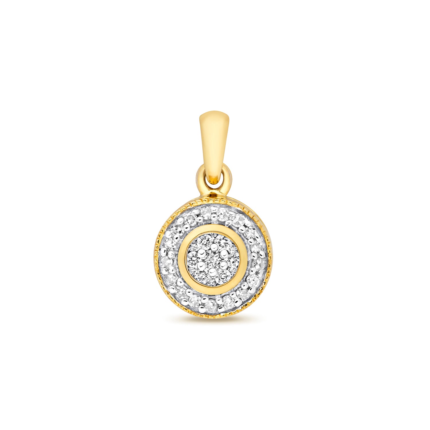 DIAMOND SET AROUND PENDANT IN 9CT GOLD