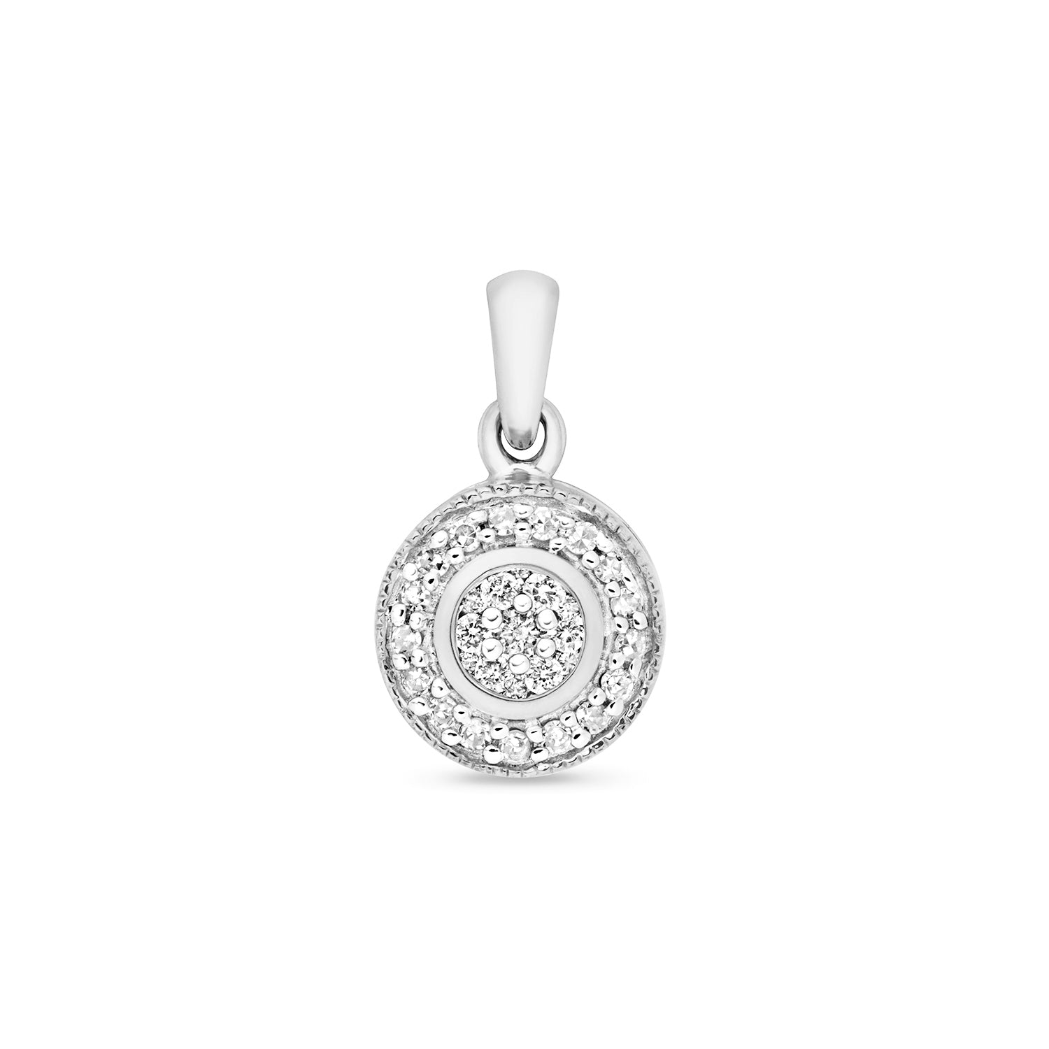 DIAMOND SET AROUND PENDANT IN 9CT WHITE GOLD