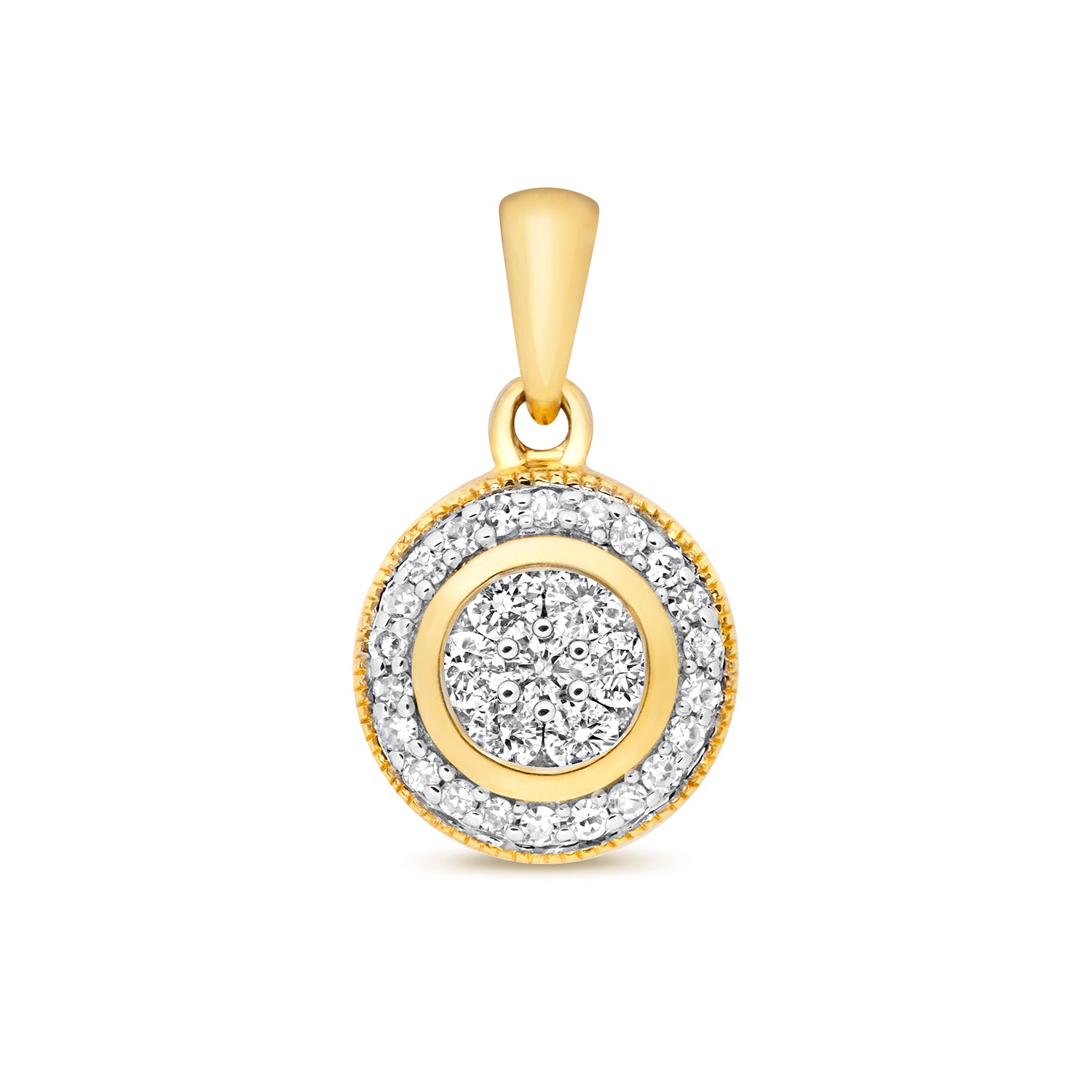 DIAMOND SET AROUND PENDANT IN 9CT GOLD