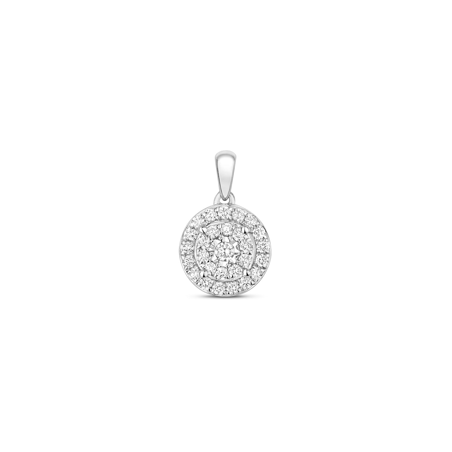 DIAMOND ILLUSION CLUSTER PENDANT IN 9CT WHITE GOLD