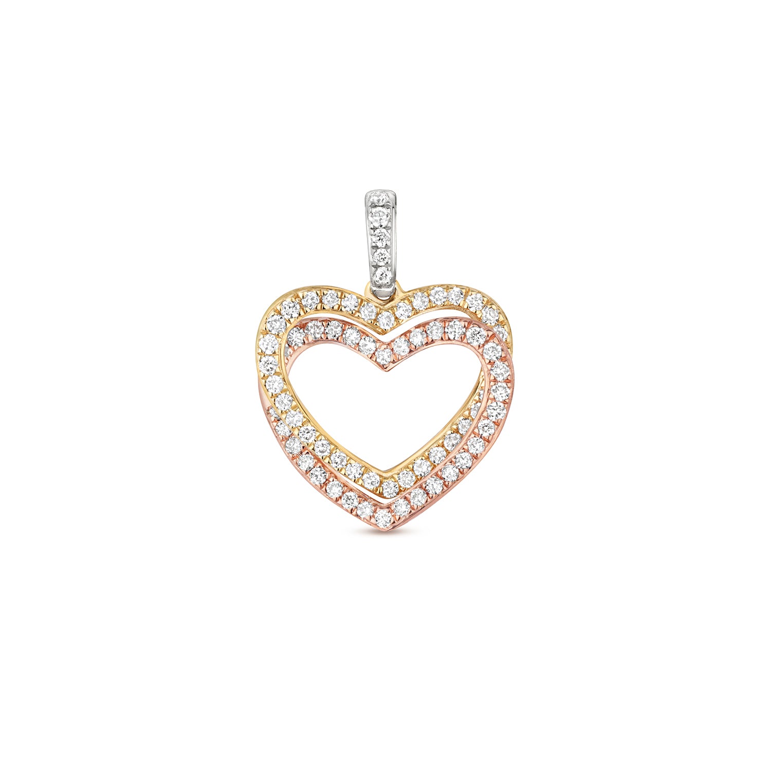 DIAMOND ENTWINED 2 TONE HEART PENDANT IN 9CT GOLD