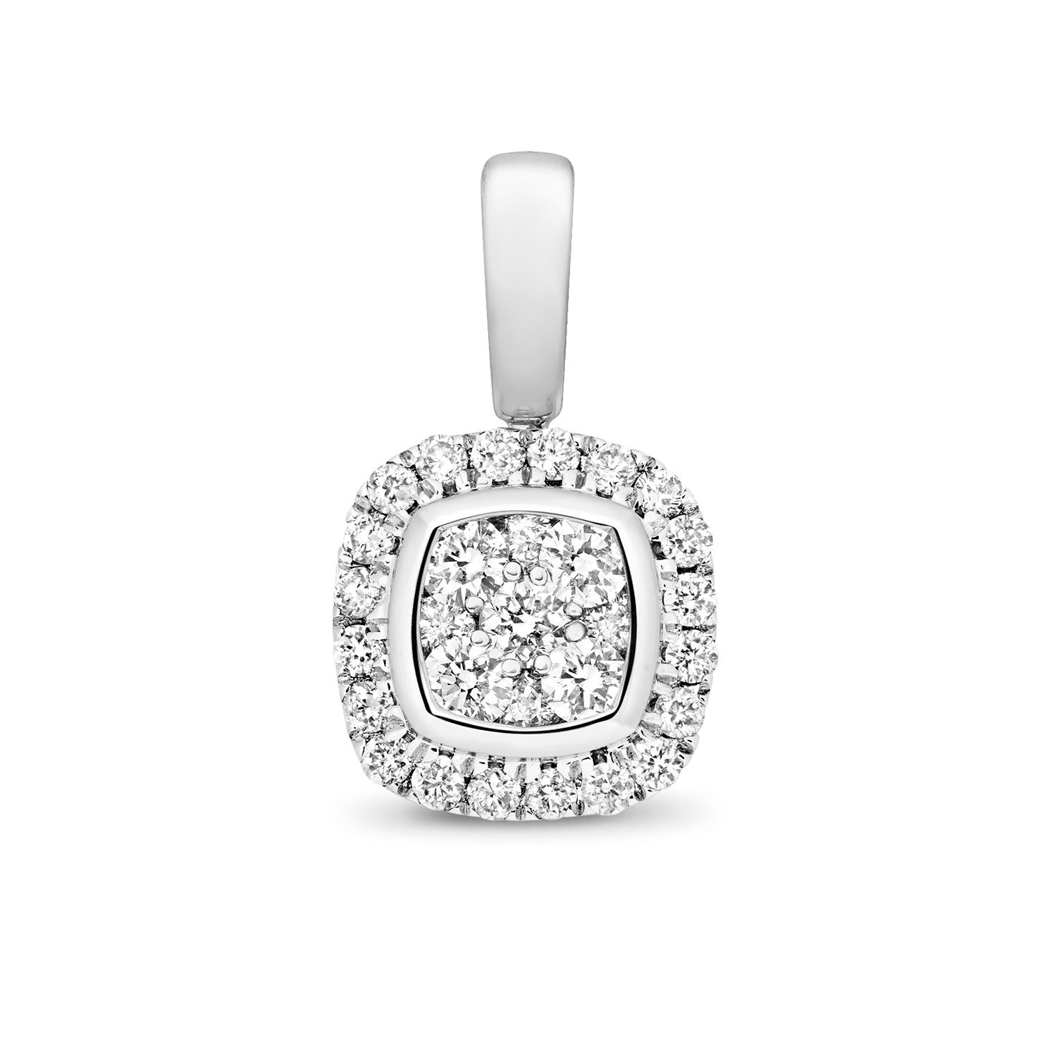 DIAMOND CUSHION CLUSTER PENDANT IN 9CT WHITE GOLD