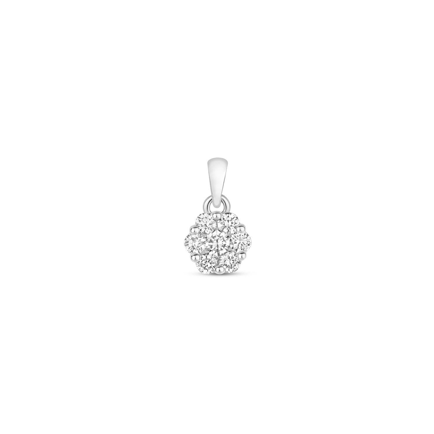 DIAMOND CLUSTER PENDANT IN 9CT WHITE GOLD