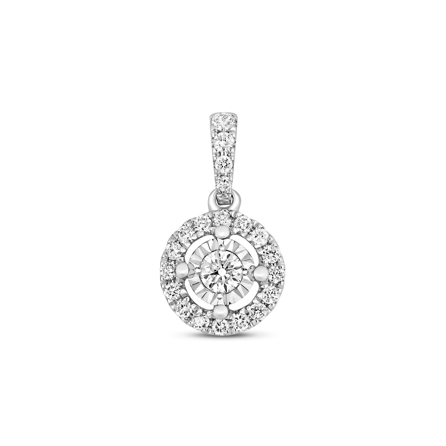 DIAMOND ILLUSION PENDANT IN 9CT WHITE GOLD