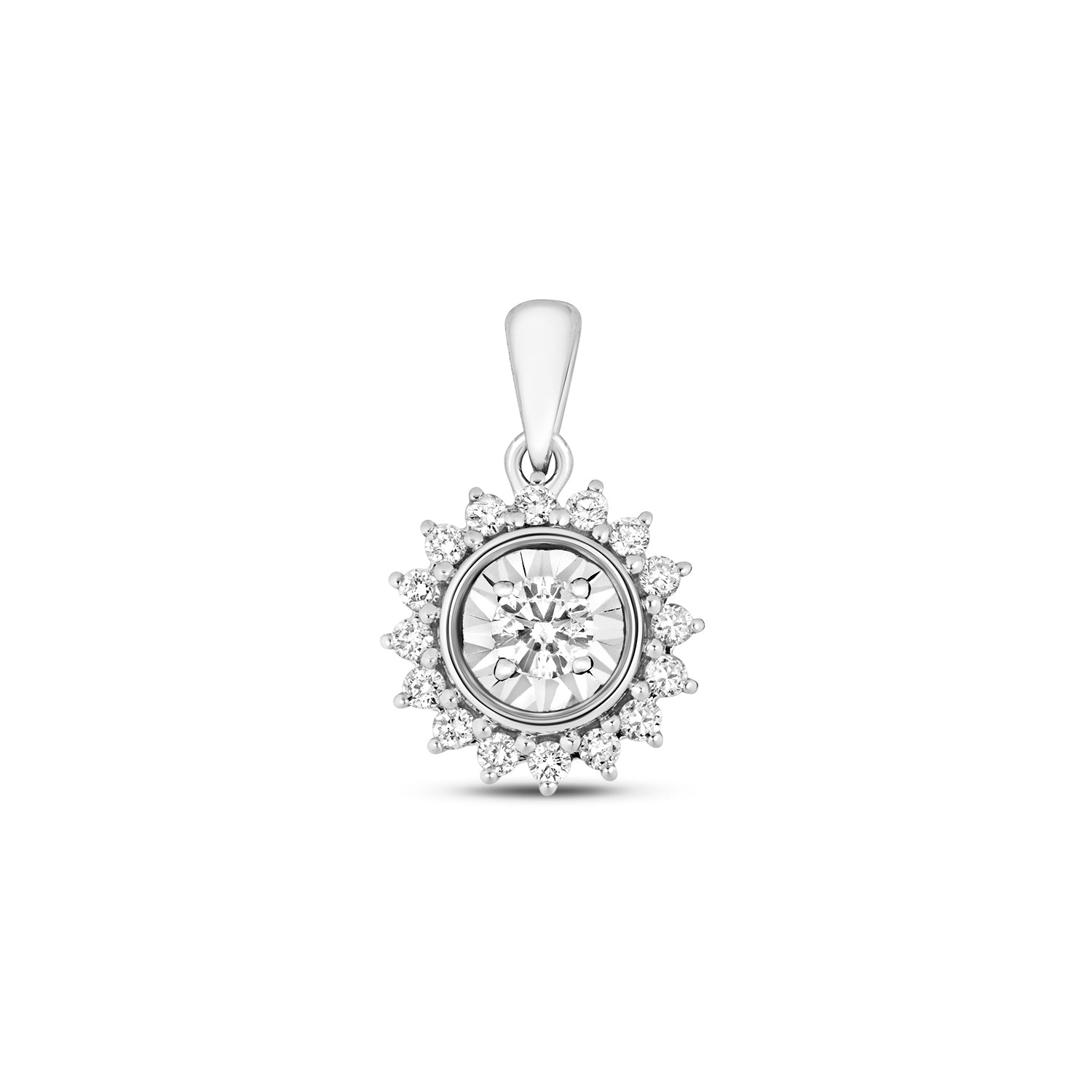 DIAMOND ILLUSION PENDANT IN 9CT WHITE GOLD