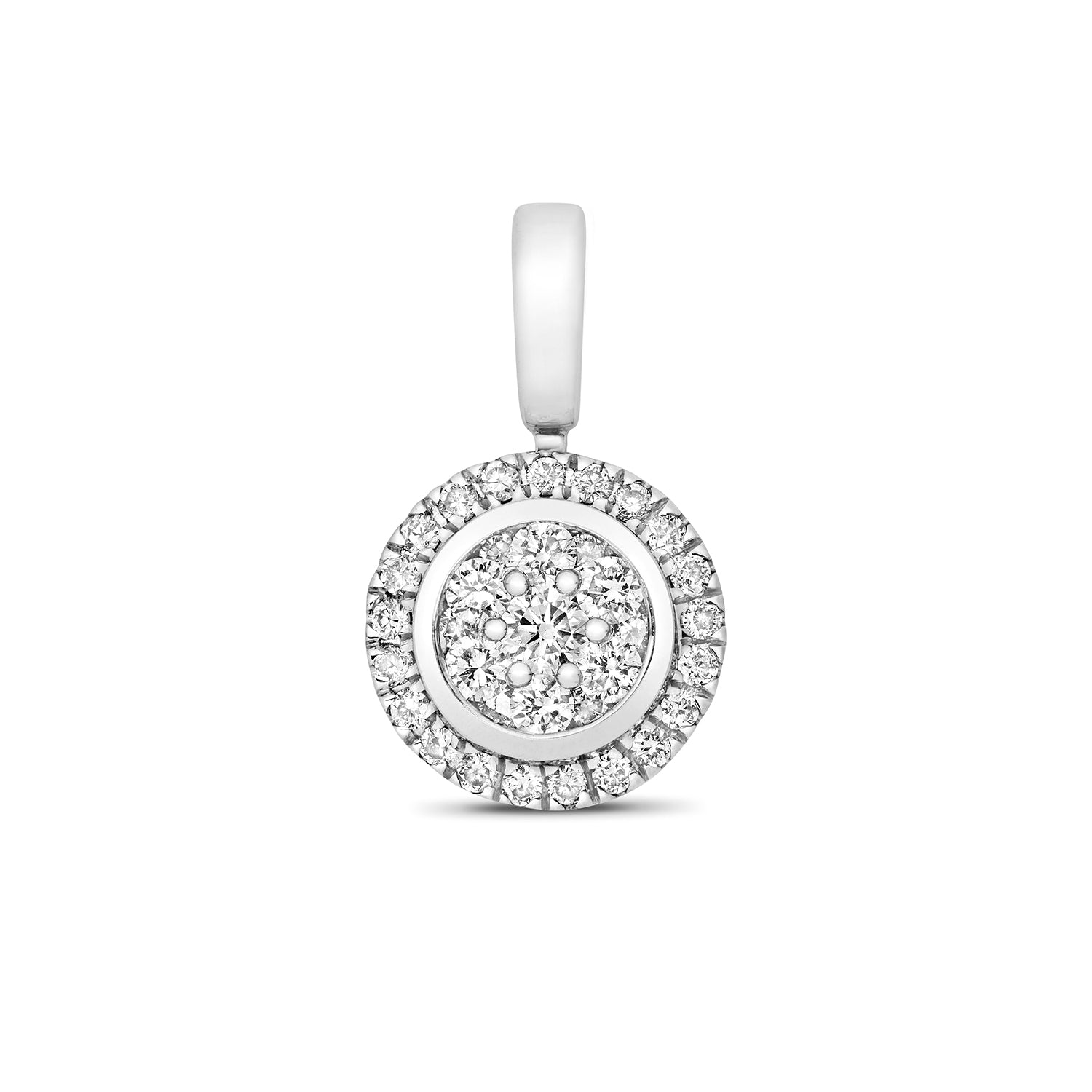 DIAMOND ROUND CLUSTER PENDANT IN 9CT WHITE GOLD