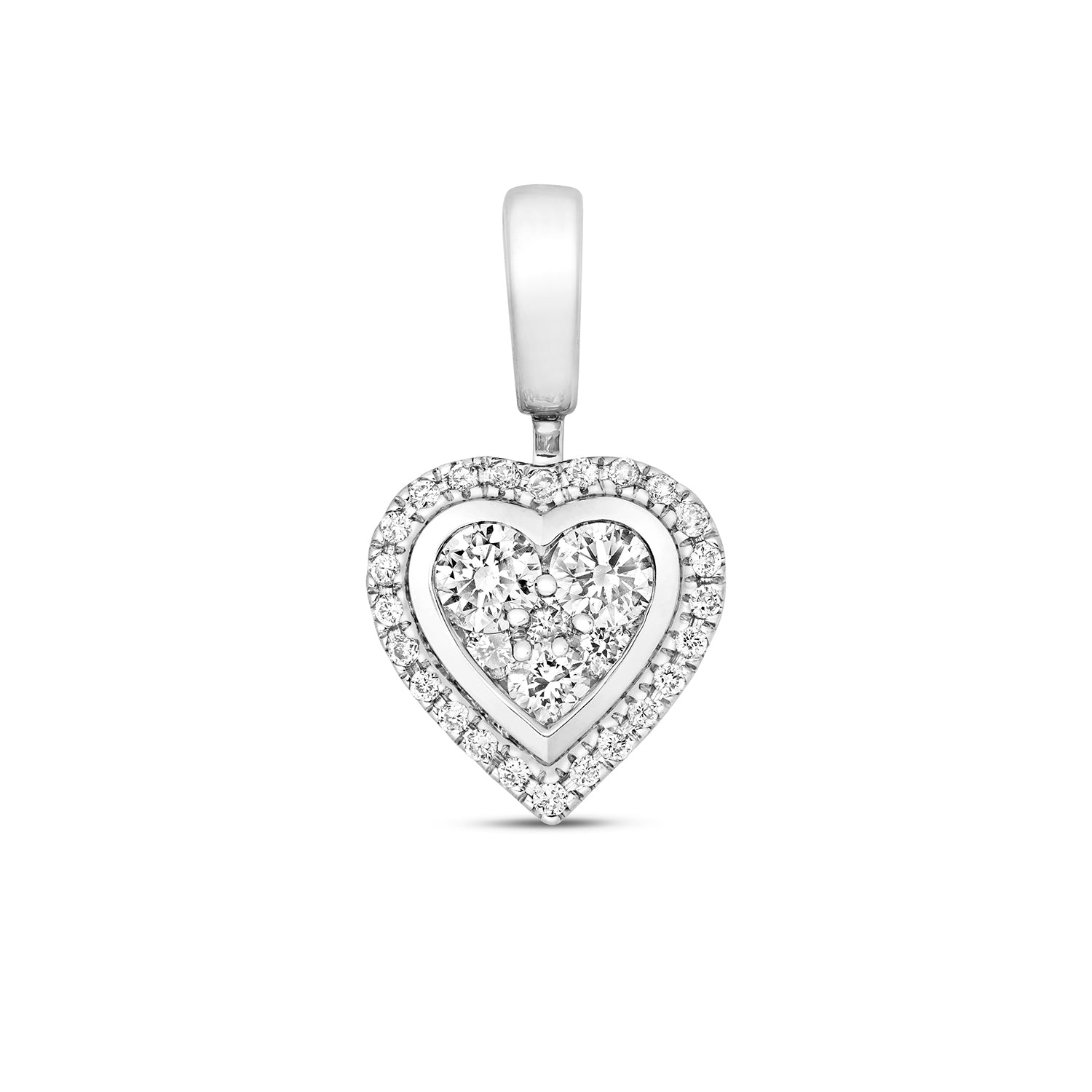 DIAMOND HEART CLUSTER PENDANT IN 9CT WHITE GOLD