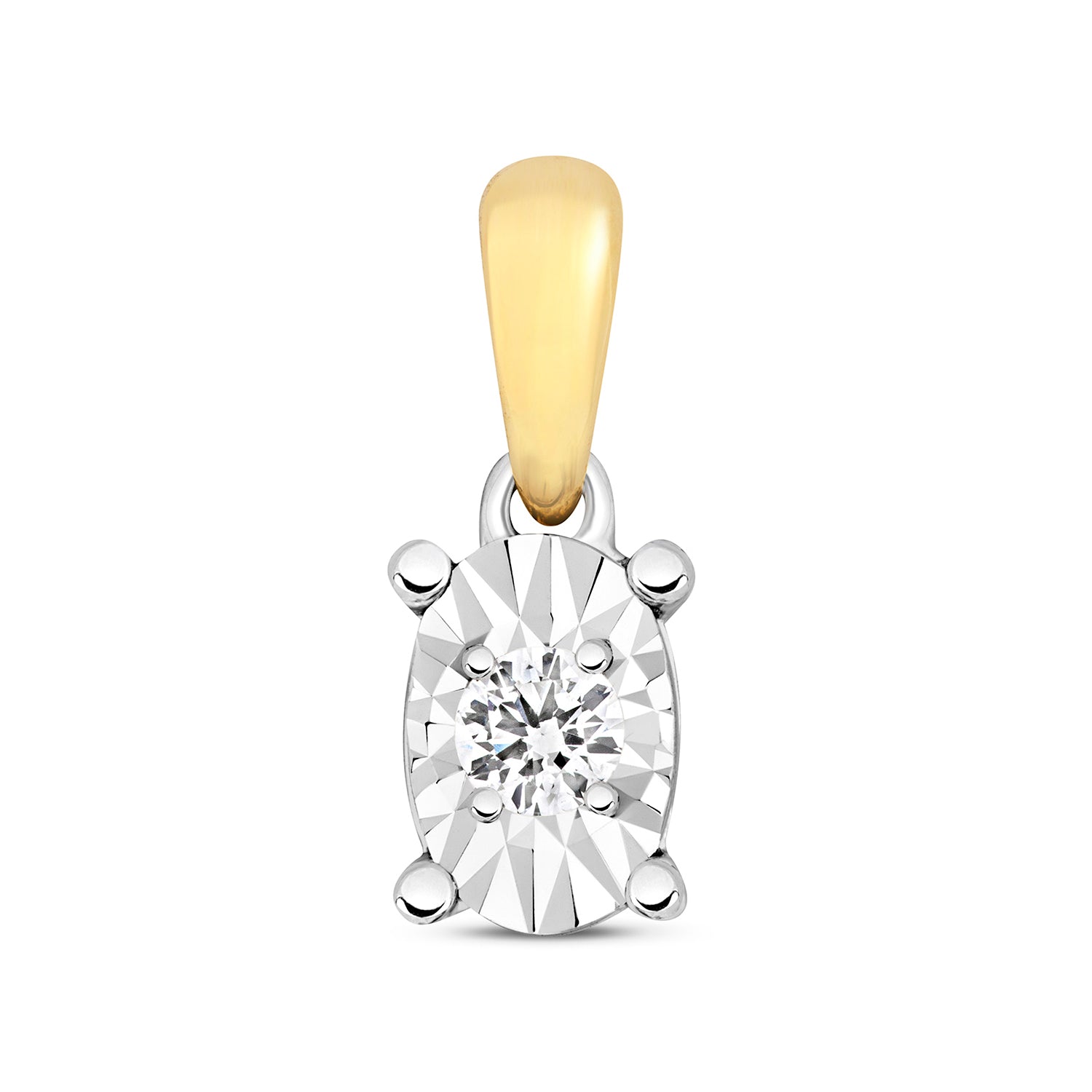 DIAMOND ILLUSION OVAL PENDANT IN 9CT GOLD