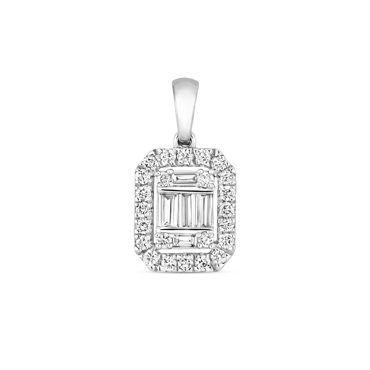 DIAMOND OCTAGON CLUSTER PENDANT IN 9CT WHITE GOLD