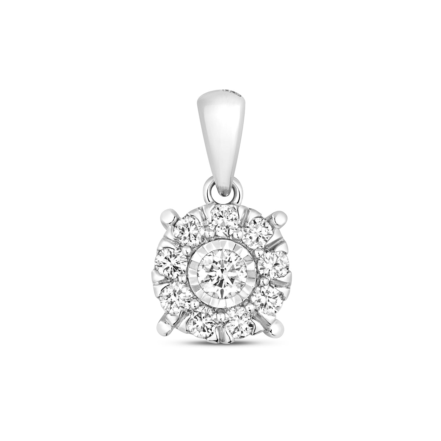 DIAMOND BRILLIANT ILLUSION PENDANT IN 9CT WHITE GOLD