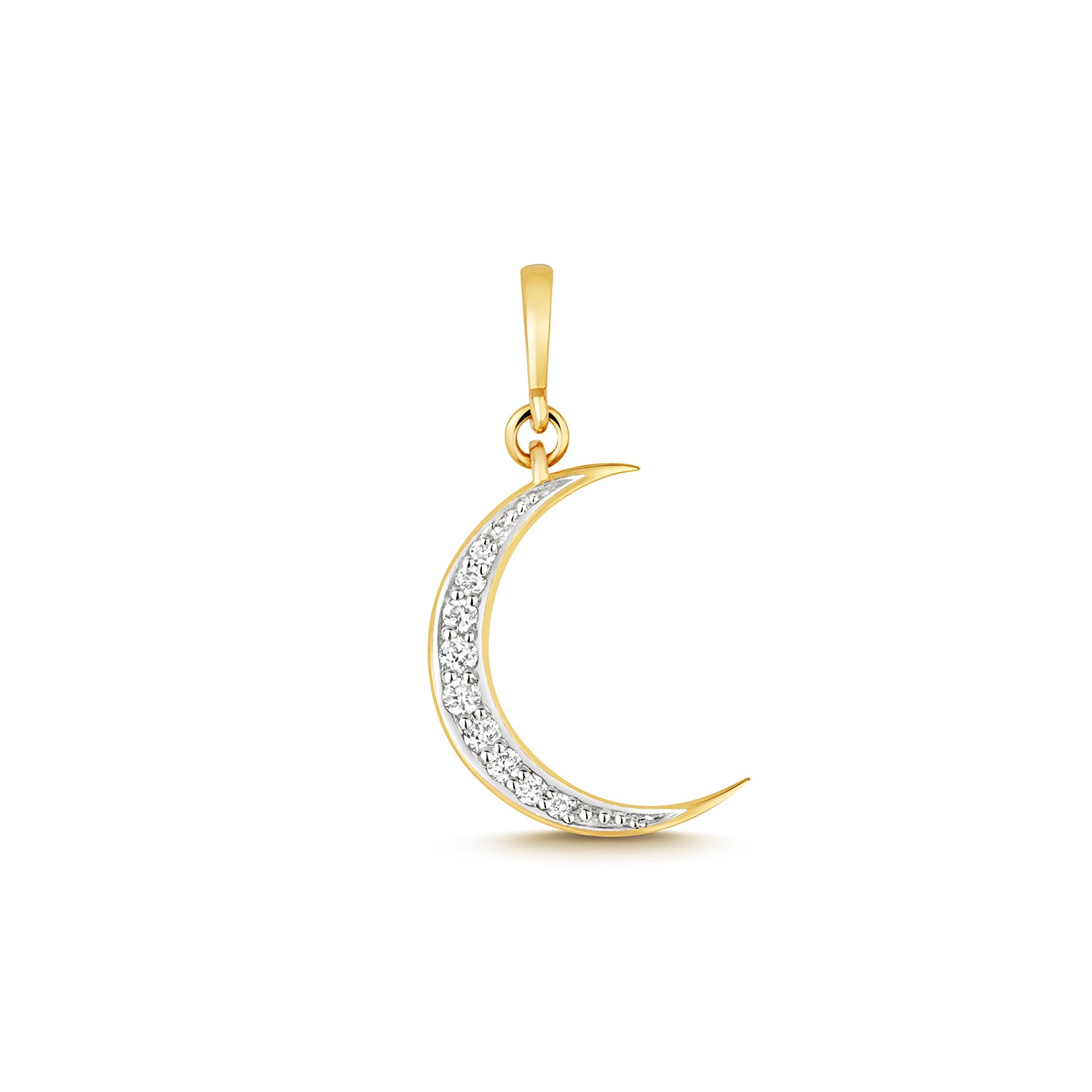 DIAMOND MOON PENDANT IN 9CT GOLD