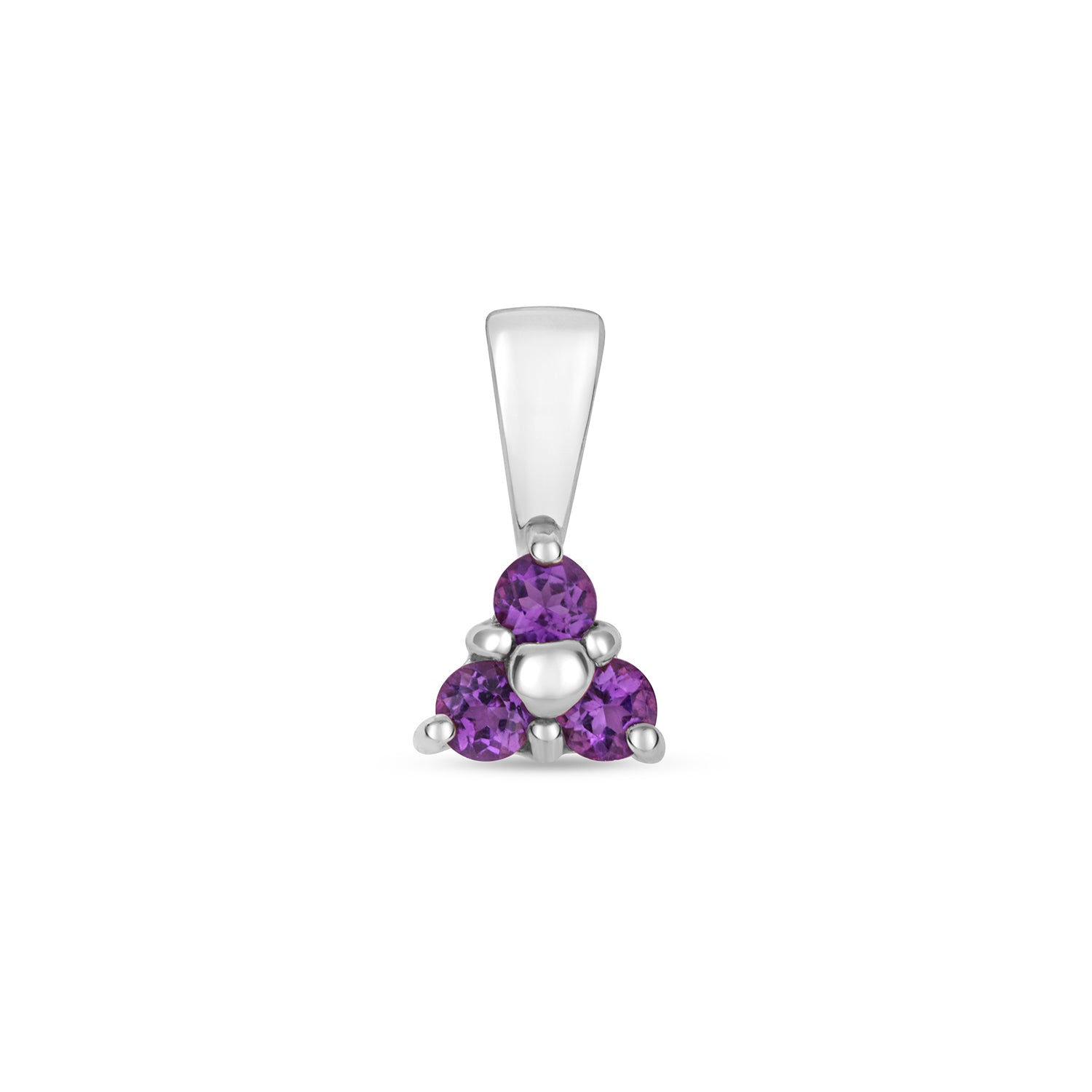 AMETHYST 3 STONE PENDANT IN 9CT WHITE GOLD