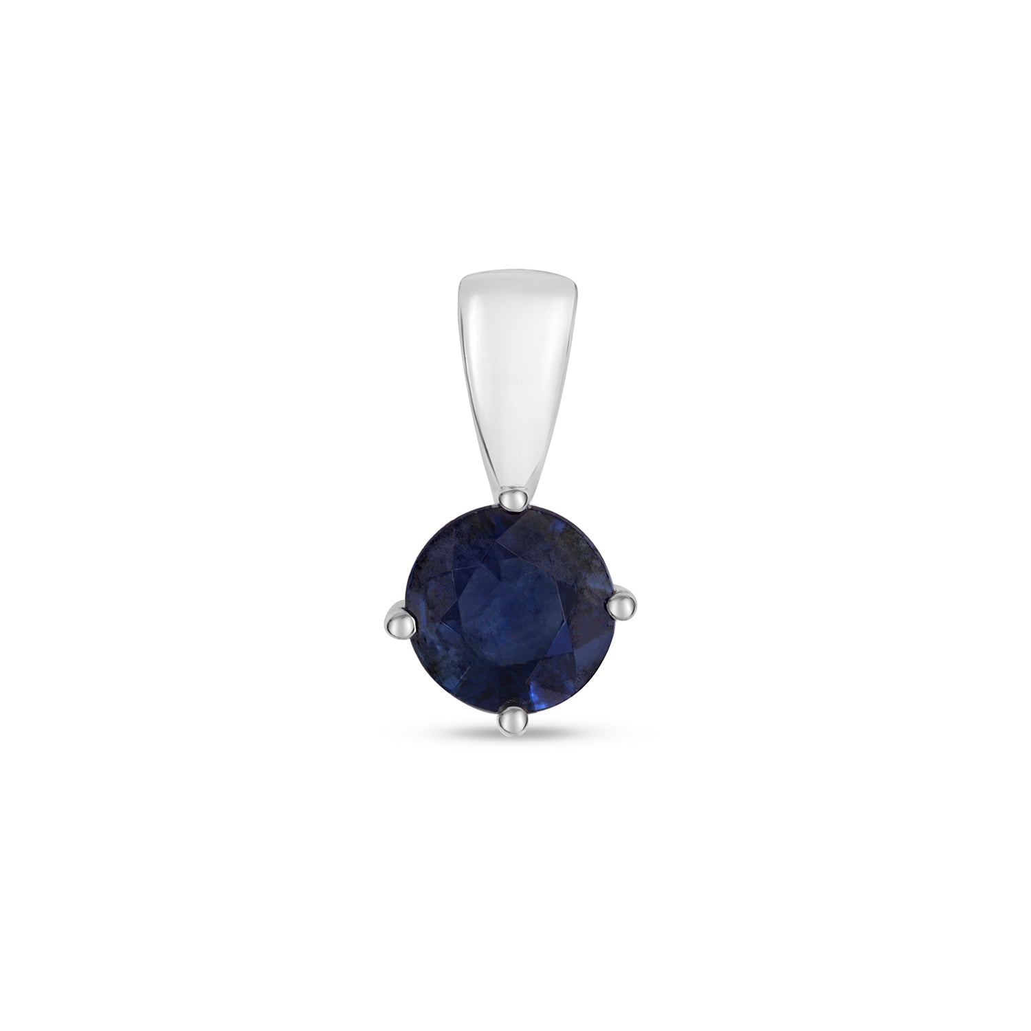 SAPPHIRE ROUND CLAW SET PENDANT IN 9CT WHITE GOLD