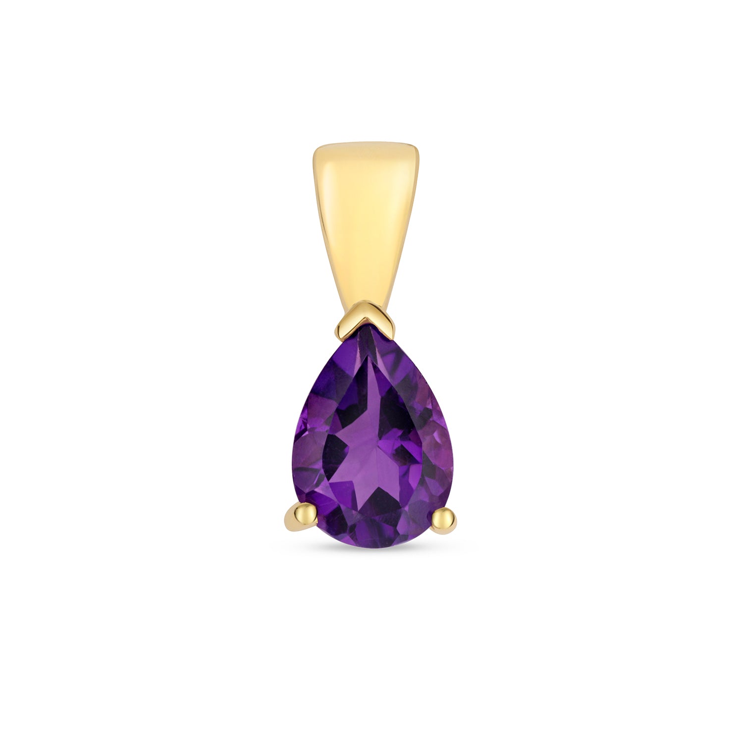 AMETHYST PEAR SHAPE CLAW SET PENDANT IN 9CT GOLD