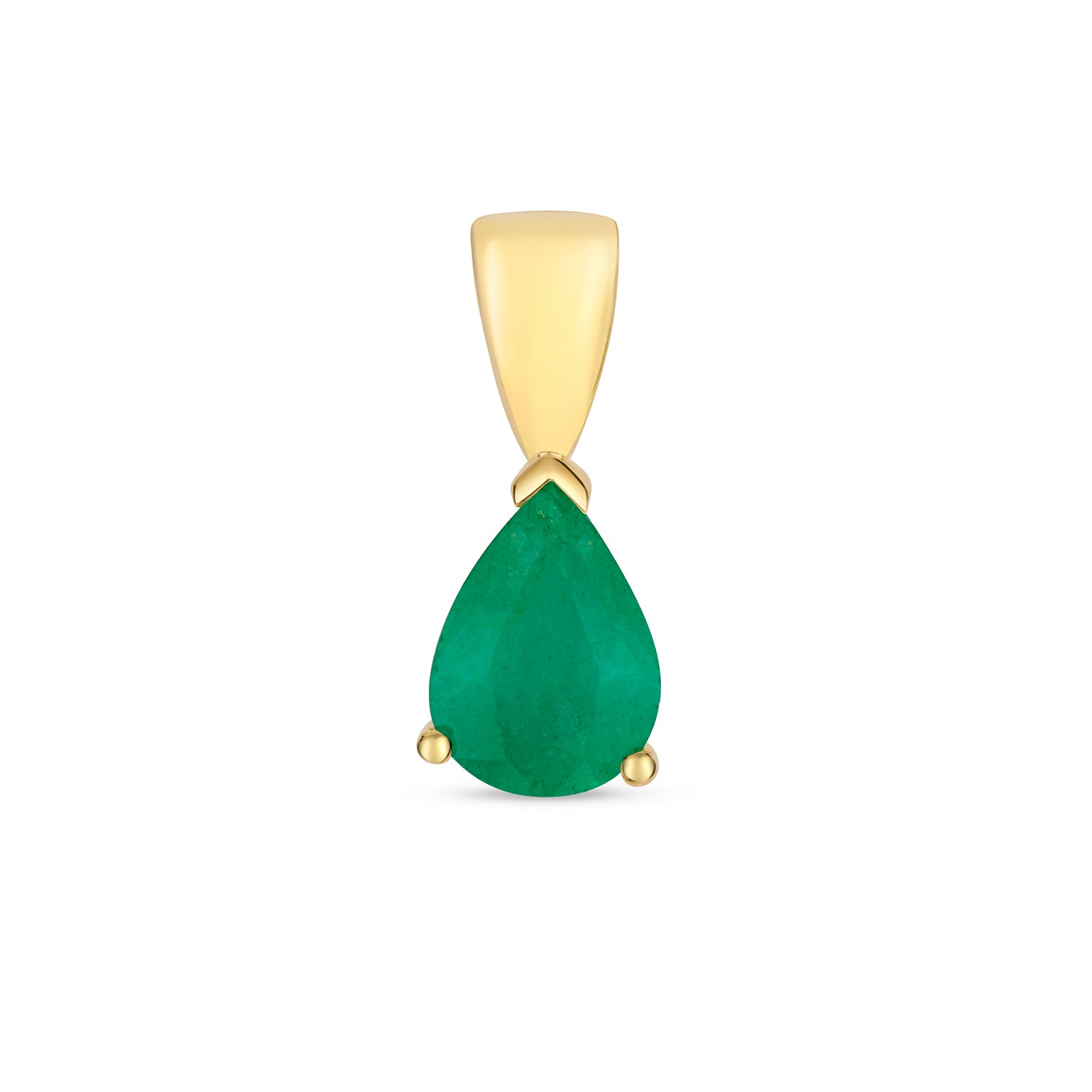 EMERALD PEAR SHAPE CLAW SET PENDANT IN 9CT GOLD