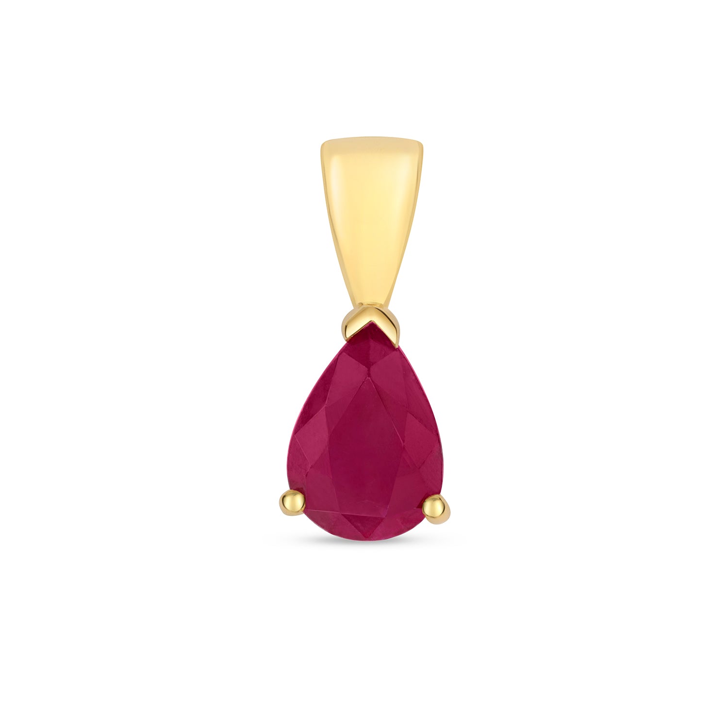 RUBY PEAR SHAPE CLAW SET PENDANT IN 9CT GOLD