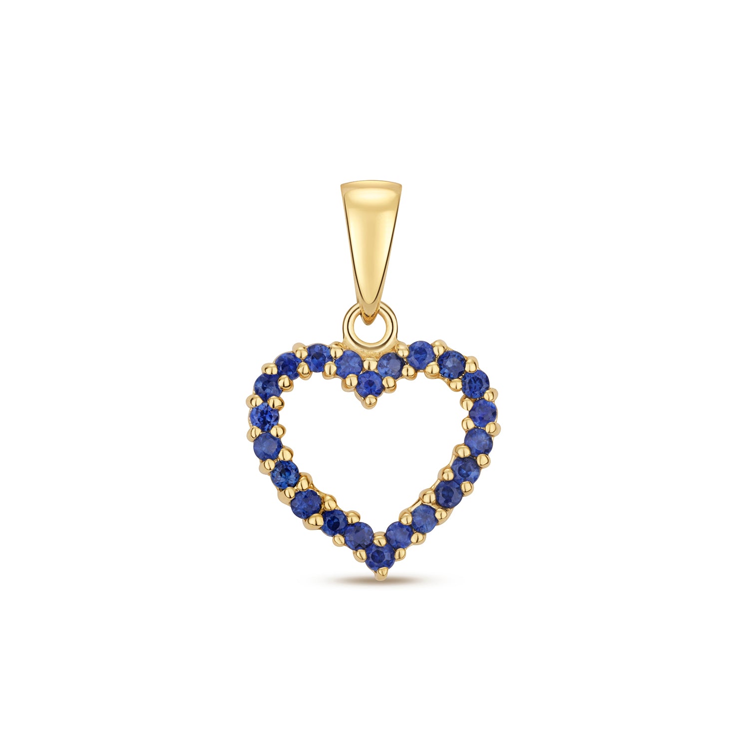 SAPPHIRE CLAW SET OPEN HEART PENDANT IN 9CT GOLD