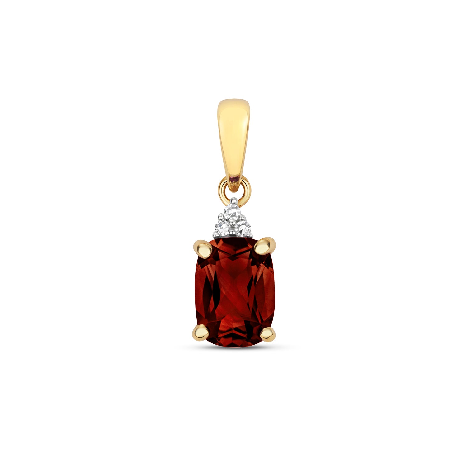 DIAMOND & GARNET CUSHION CLAW SET PENDANT IN 9CT GOLD