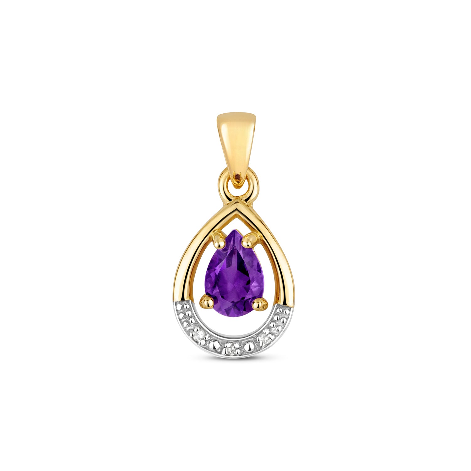 DIAMOND AND AMETHYST PENDANT IN 9CT GOLD