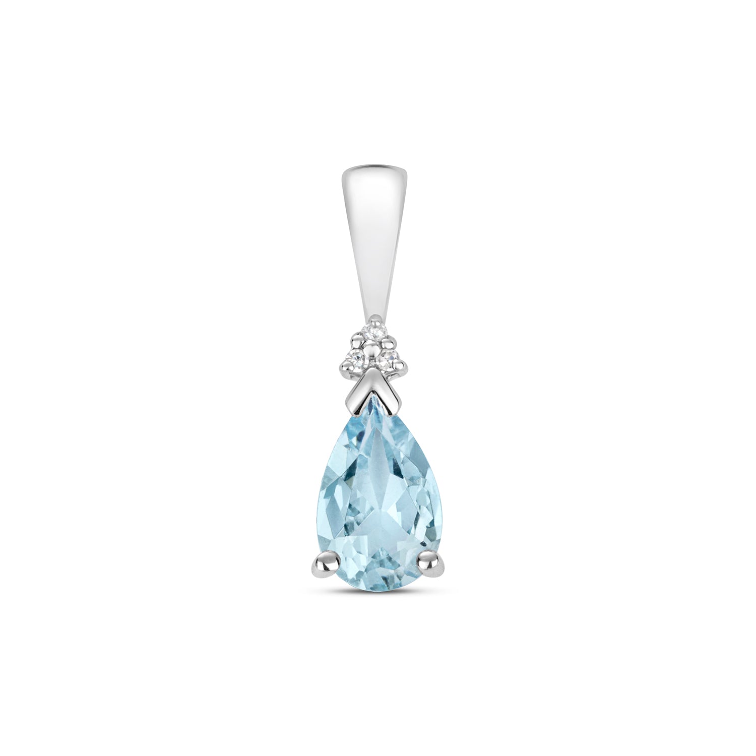 DIAMOND & AQUAMARINE PENDANT IN 9CT WHITE GOLD