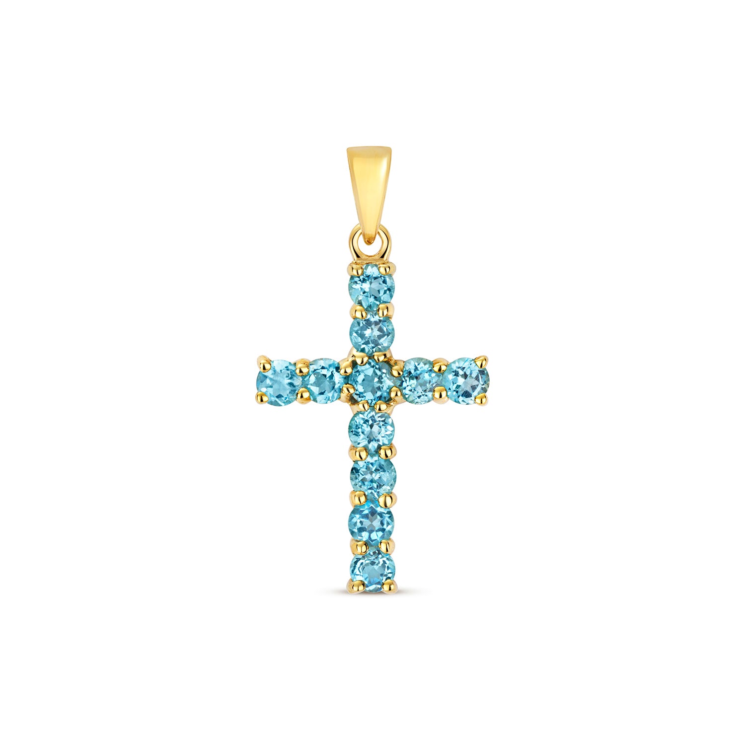 BLUE TOPAZ CROSS PENDANT IN 9CT GOLD