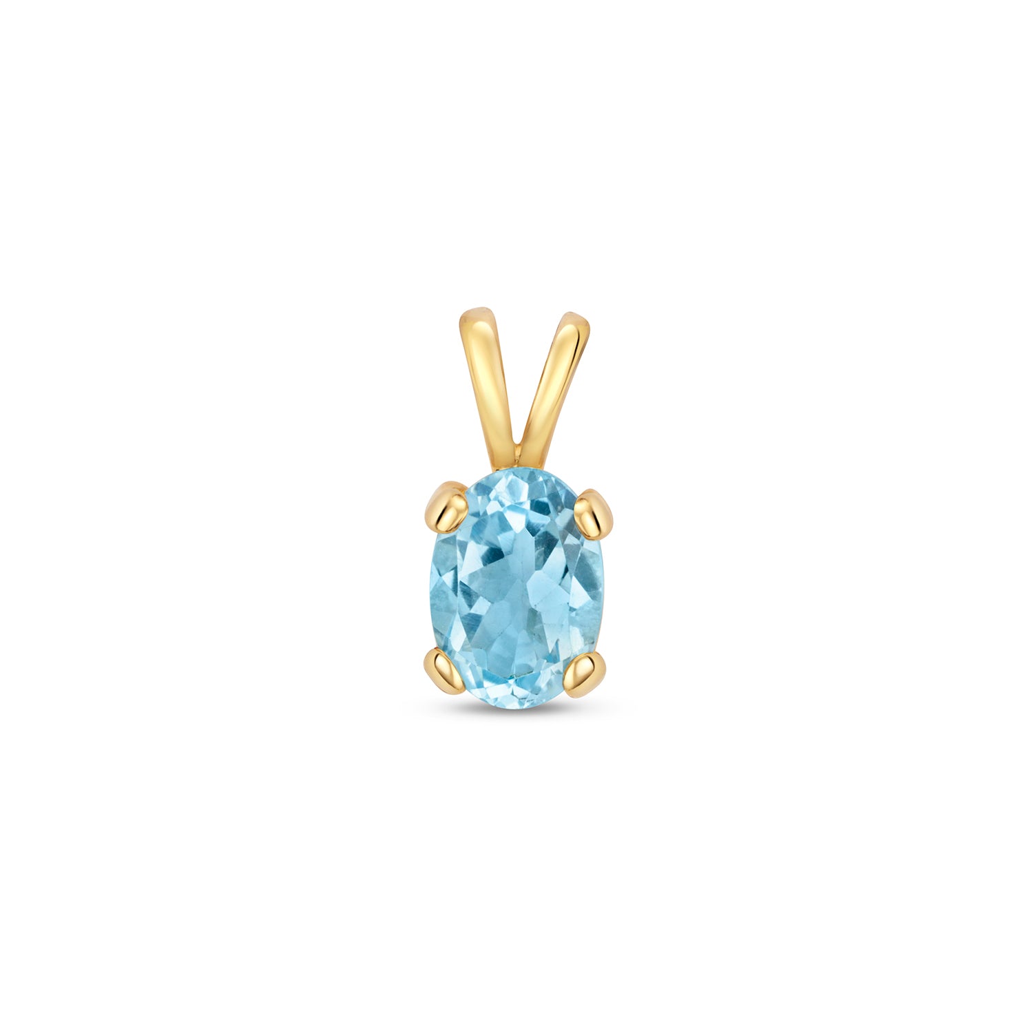 BLUE TOPAZ OVAL CLAW SET PENDANT IN 9CT GOLD