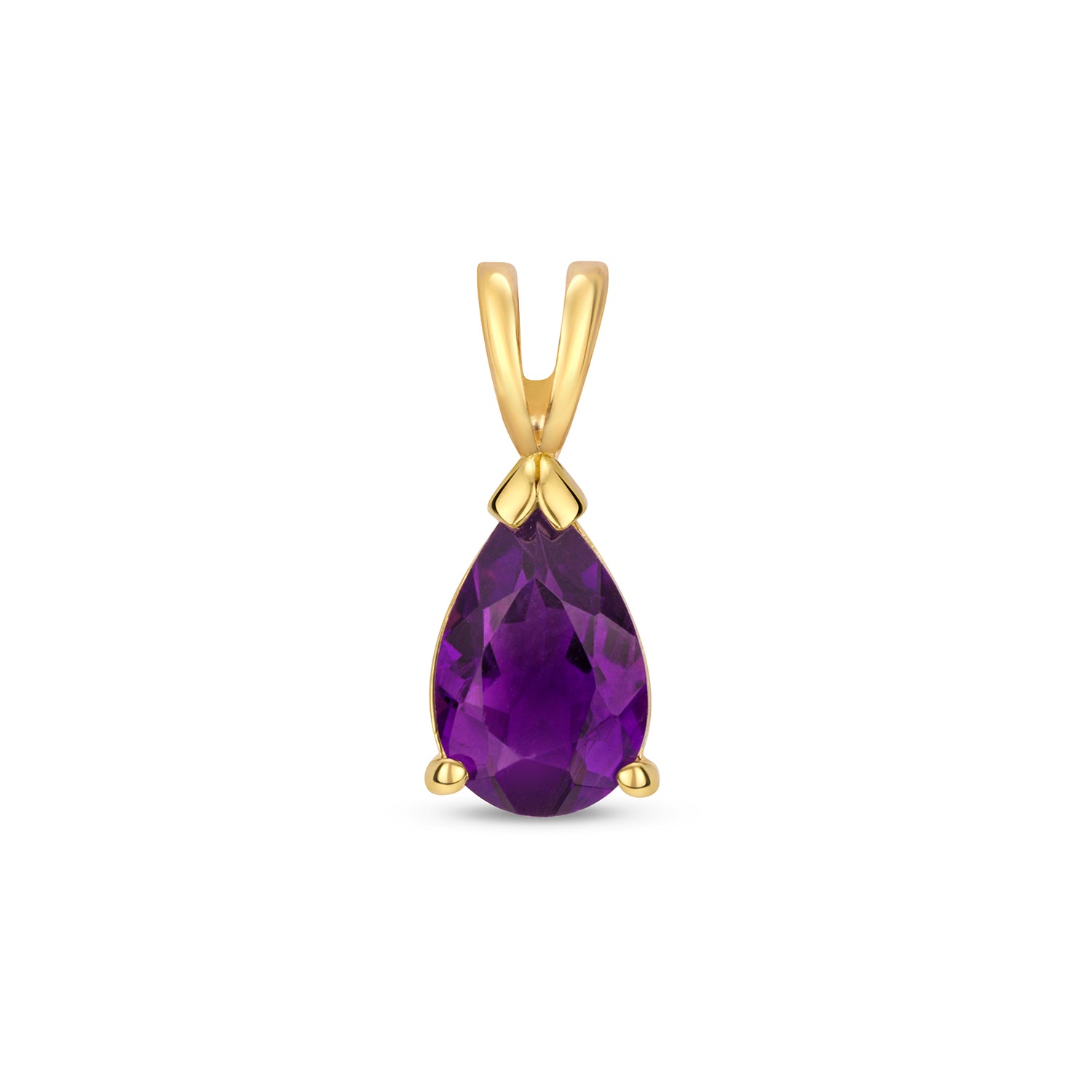 AMETHYST PEAR SHAPE CLAW SET PENDANT IN 9CT GOLD