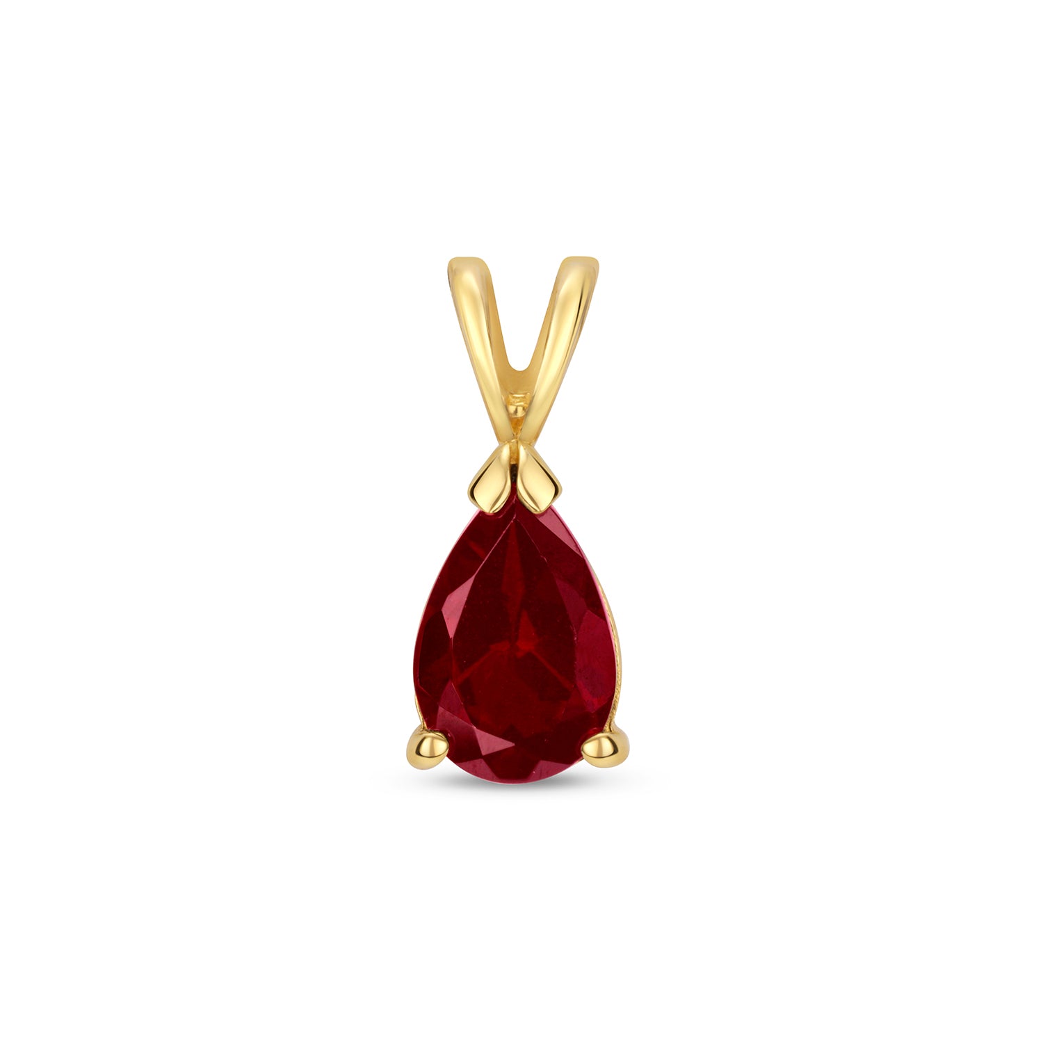 GARNET PEAR SHAPE CLAW SET PENDANT IN 9CT GOLD