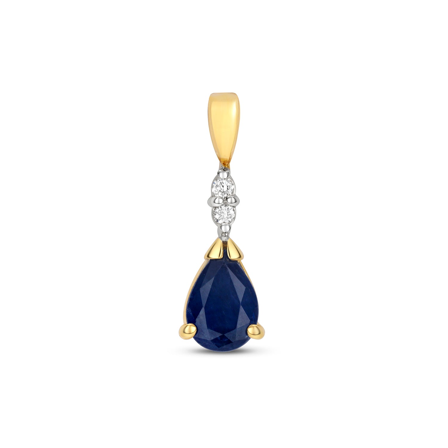 SAPPHIRE & DIAMOND PEAR SHAPE DROP PENDANT IN 9CT GOLD