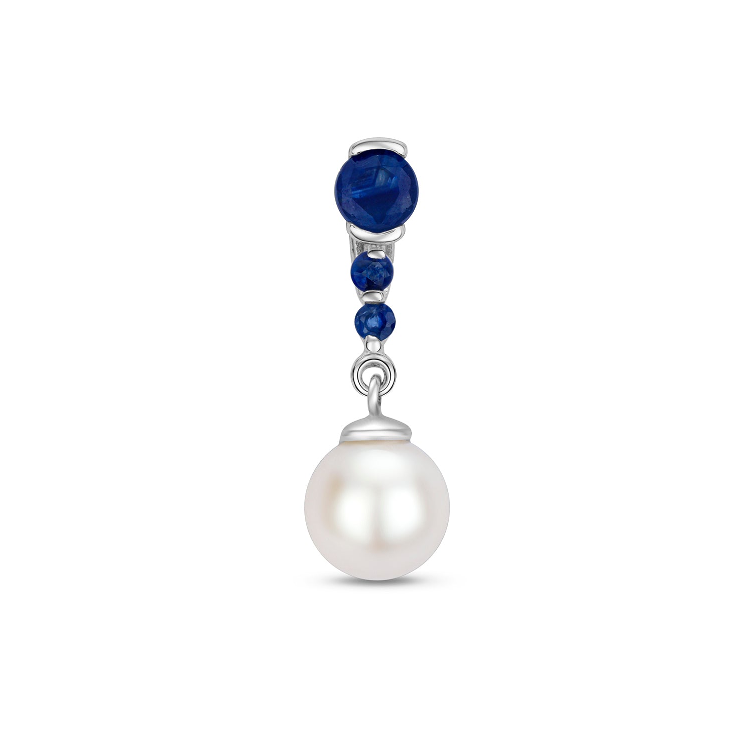 SAPPHIRE & FRESHWATER PEARL DROP PENDANT IN 9CT WHITE GOLD