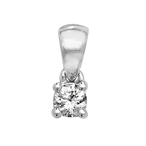 DIAMOND 4 CLAW PENDANT IN 18CT WHITE GOLD