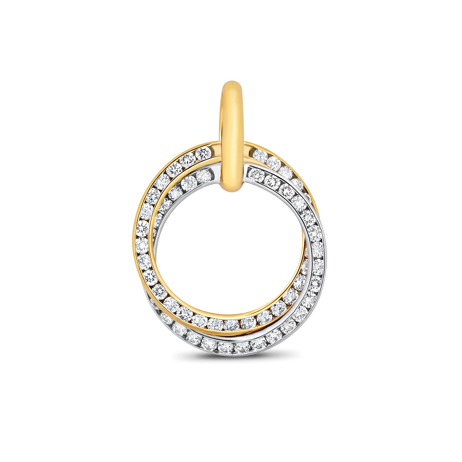 DIAMOND INTERLOCKING CIRCLE PENDANT IN 18CT GOLD