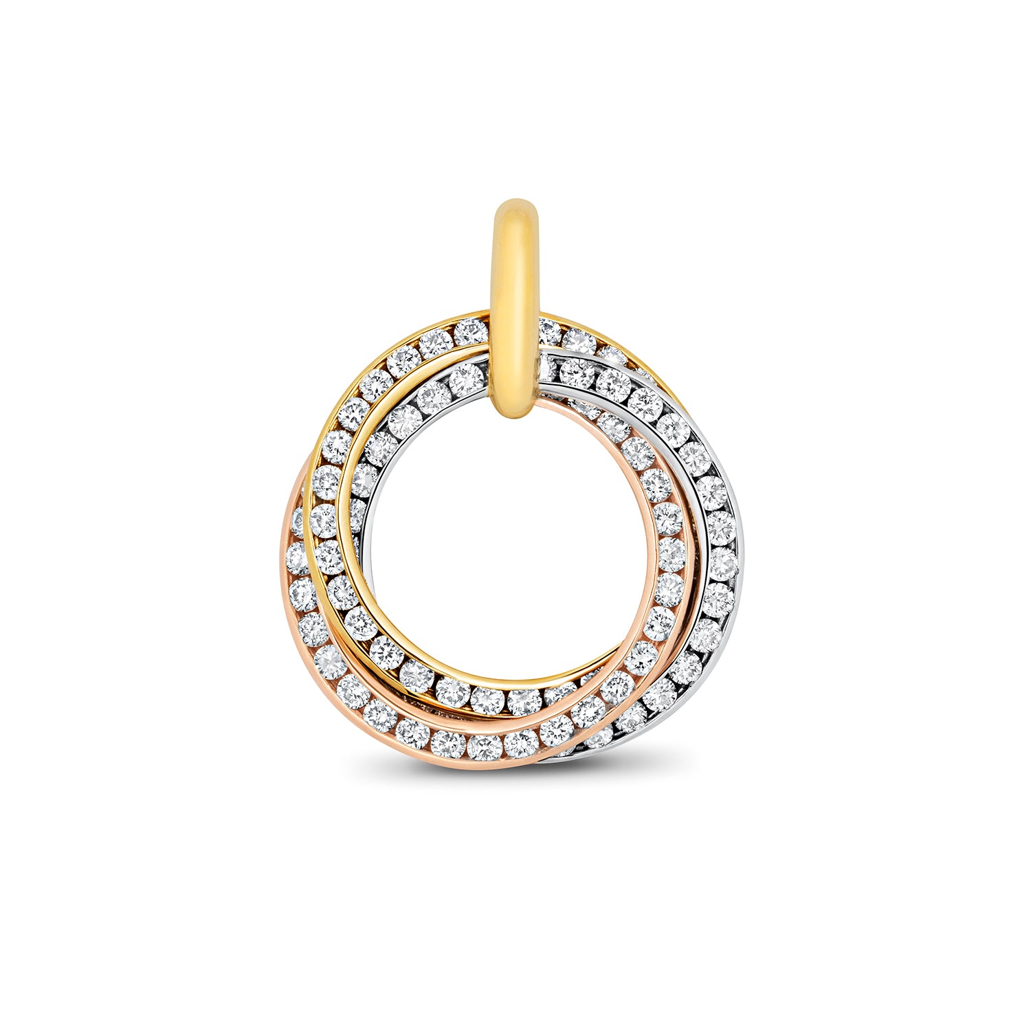 DIAMOND INTERLOCKING CIRCLE PENDANT IN 18CT GOLD