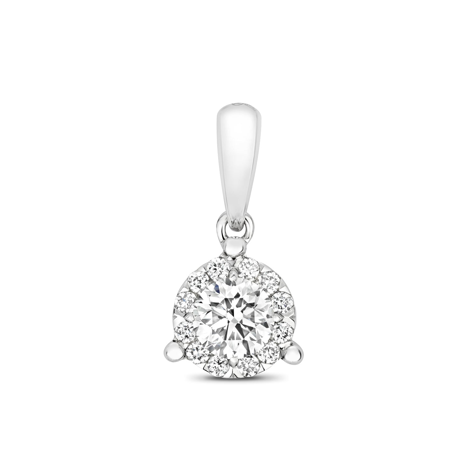 DIAMOND BRILLIANT 3 CLAW PENDANT IN 18CT WHITE GOLD