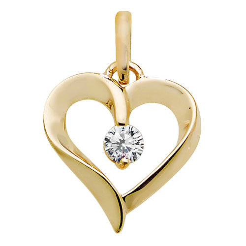 9CT GOLD CZ SET HEART PENDANT