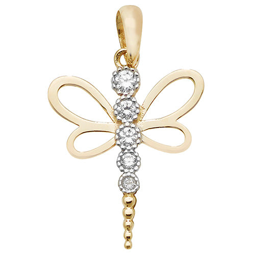 9CT GOLD CZ DRAGONFLY PENDANT