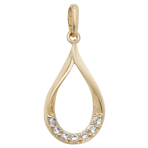 9CT GOLD CZ TEARDROP PENDANT