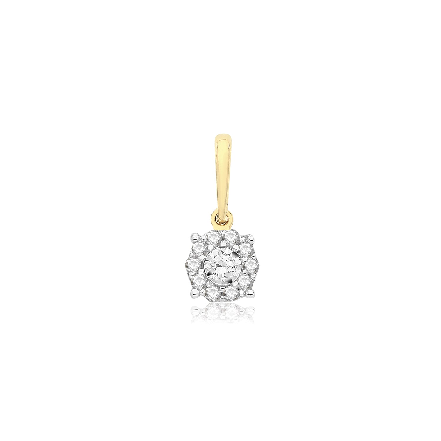 9CT GOLD CZ HALO PENDANT