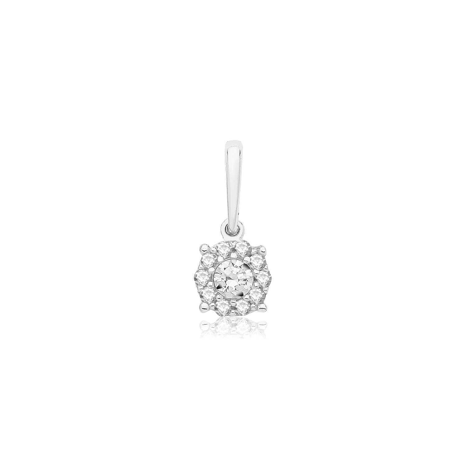 9CT WHITE GOLD CZ HALO PENDANT